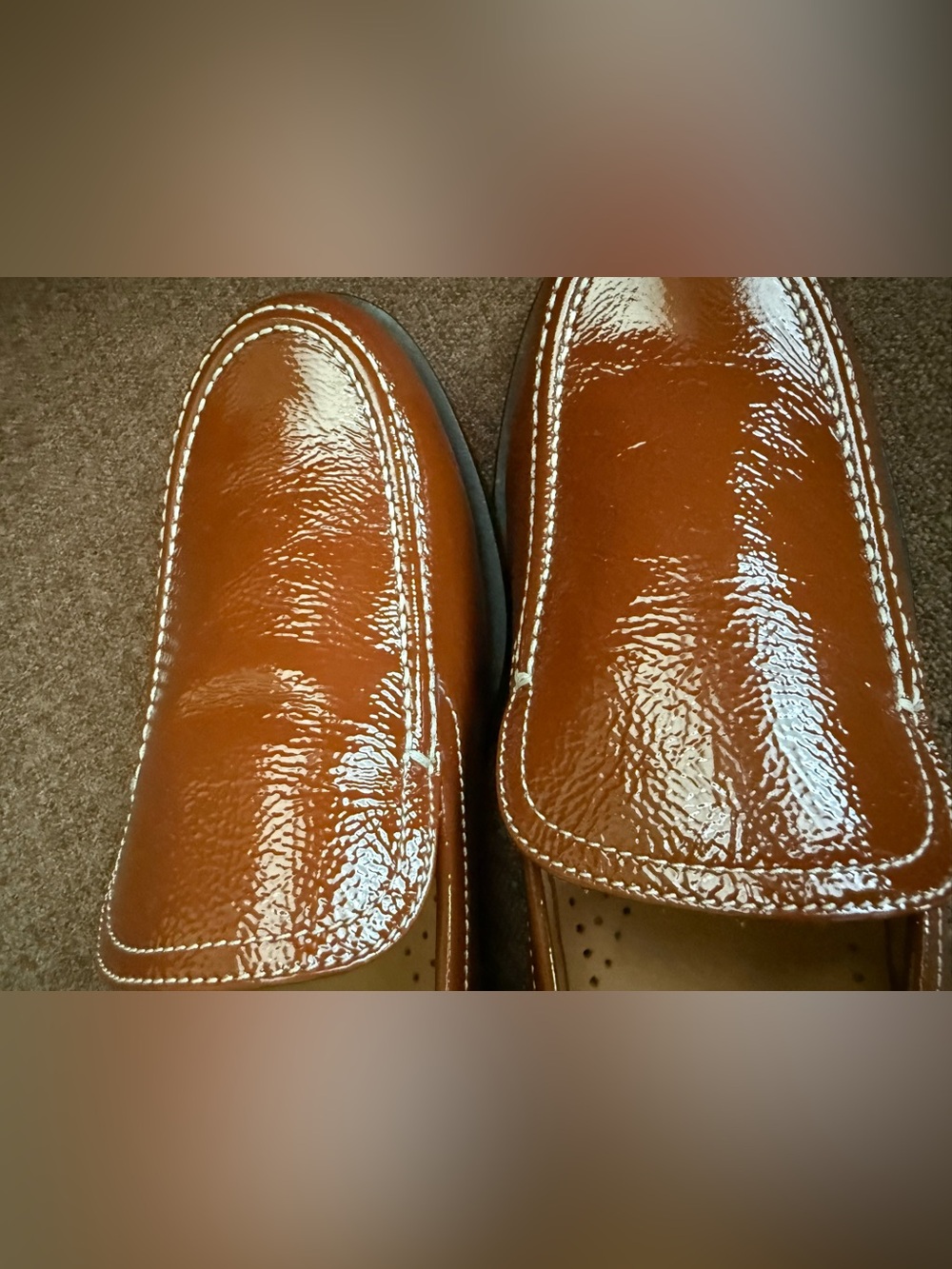 Labucq women’s Cognac Brown Leather Slip-On Loafers - Picture 7 of 8